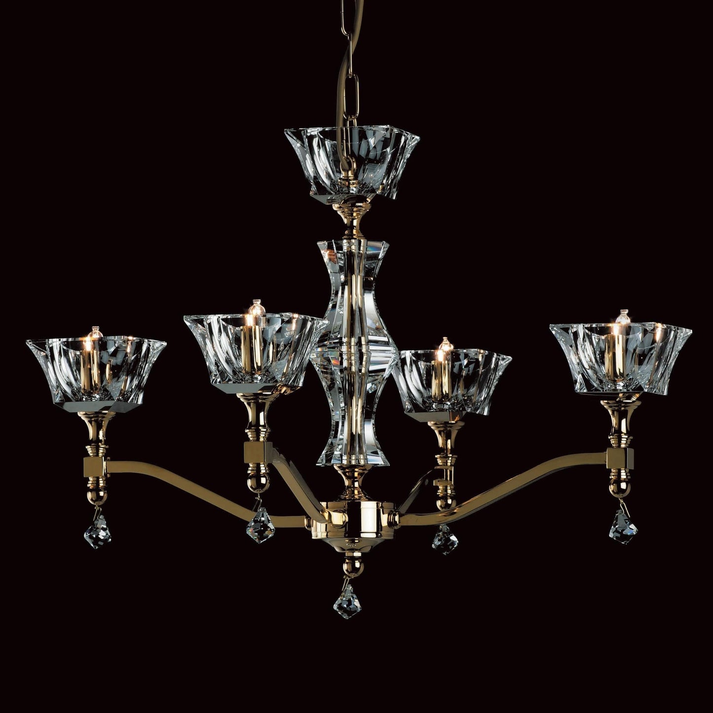 Impex Bresica 4 Light Gold Optical Glass Chandelier STH06050/04/G