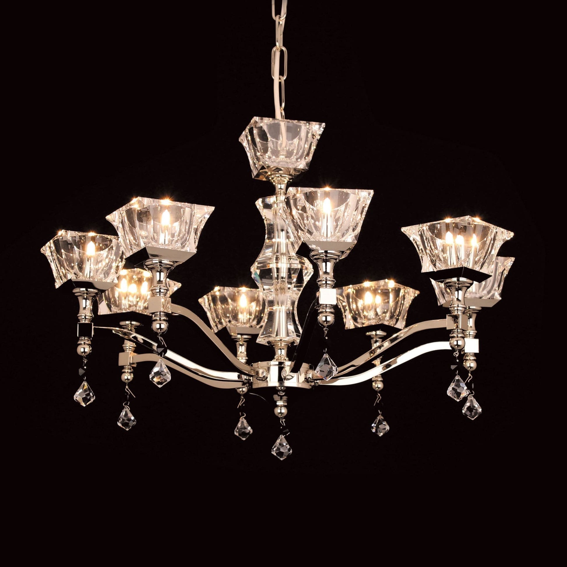 Impex Bresica 8 Light Gold Optical Glass Chandelier STH06050/08/G