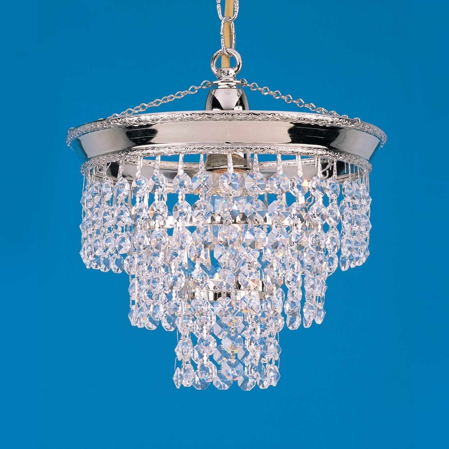 Impex Brunswick 1 Light Nickel Lead Crystal Chandelier ST03072/20/01/N