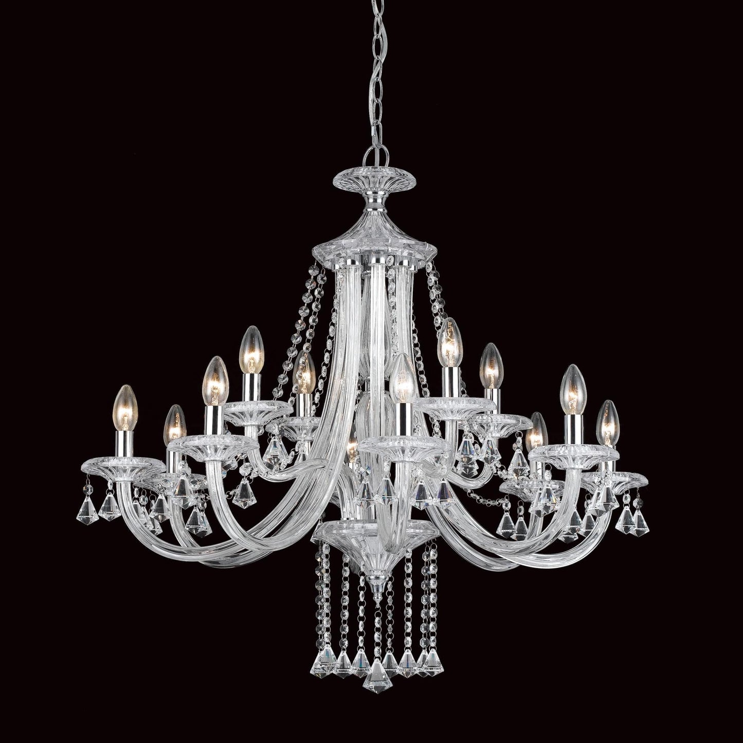 Impex Calgary 12 Light Chrome Crystal Candle Chandelier CF112151/12/CH