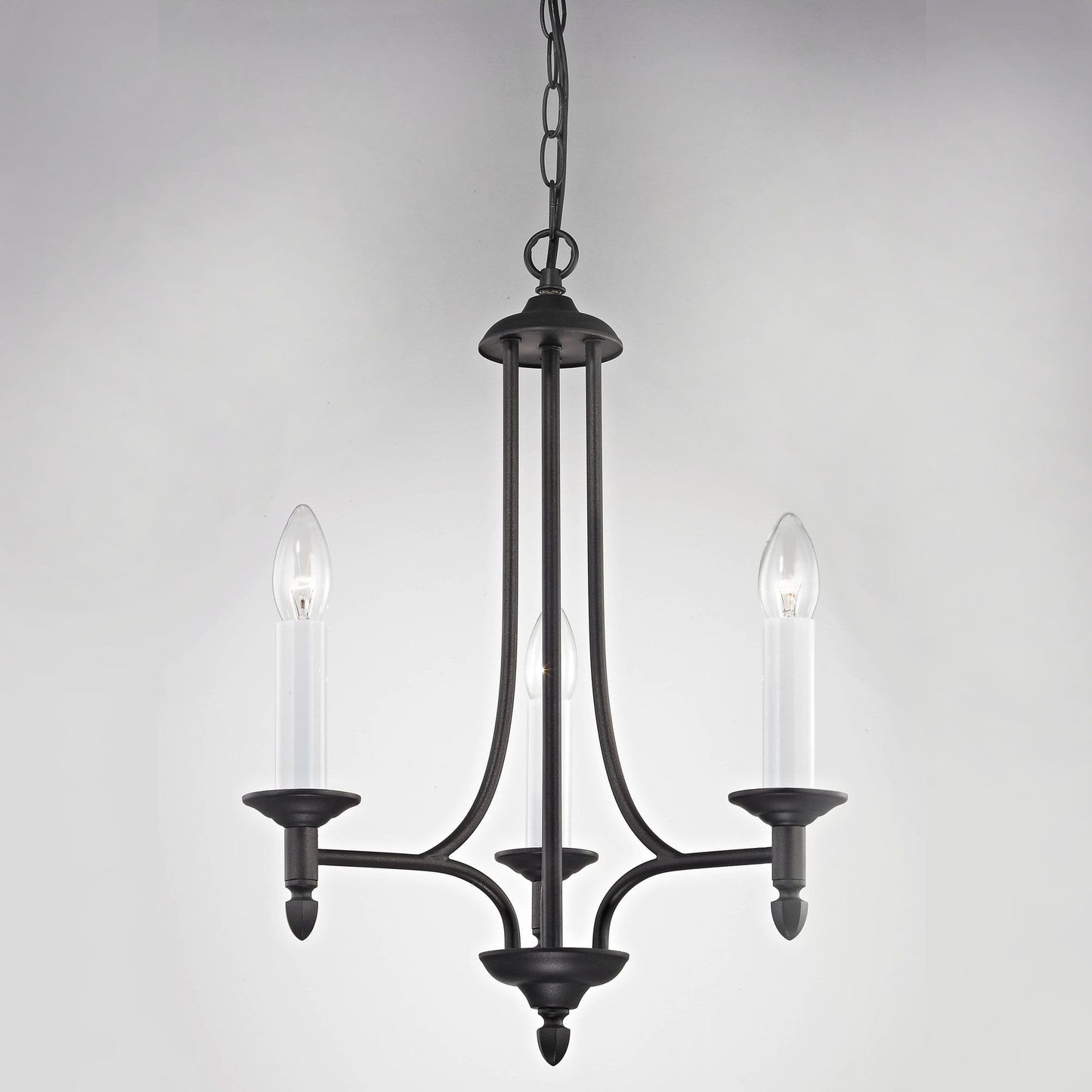 Impex Canterbury 3 Light Black Metal Candle Chandelier SMRR411202/03/BLK