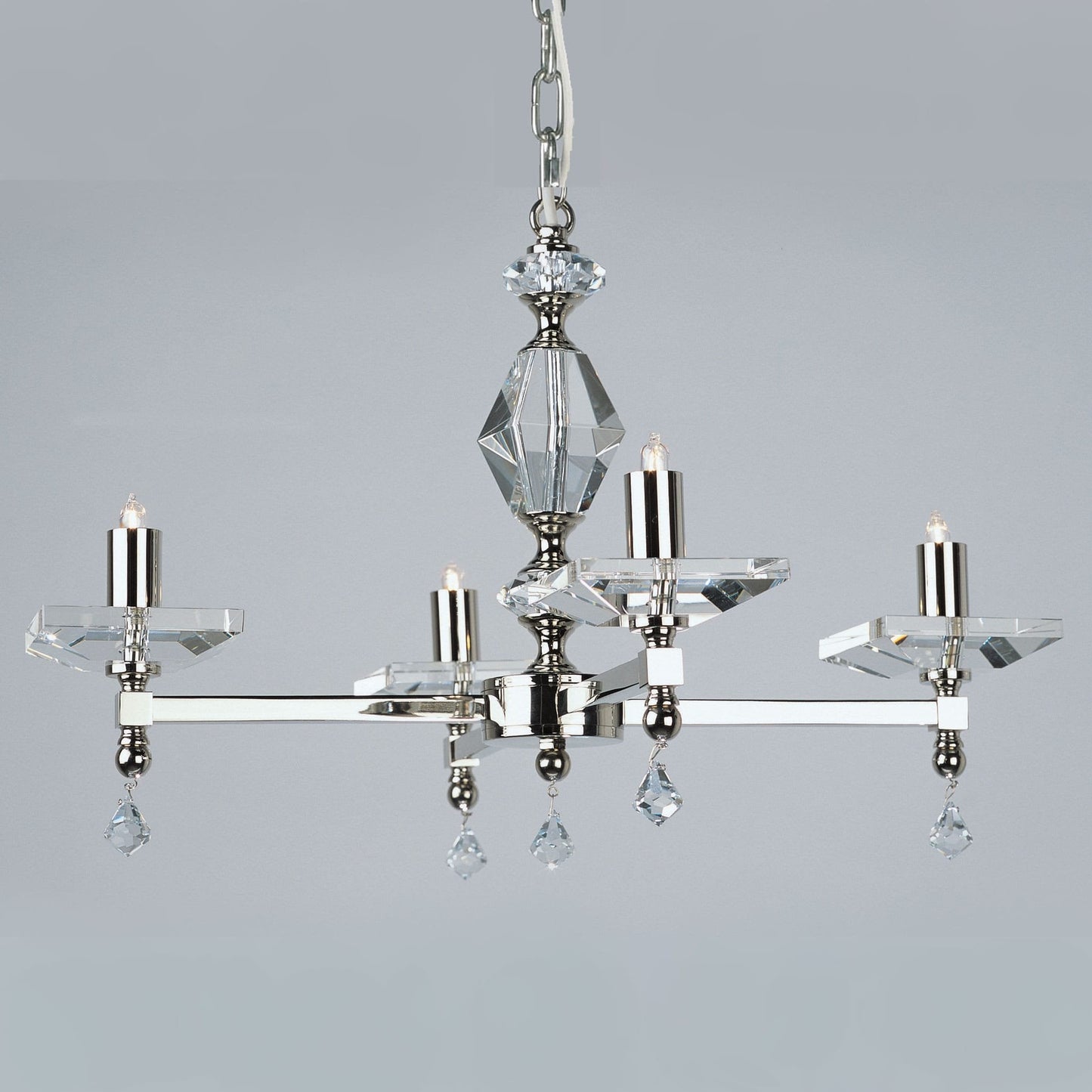 Impex Capri 4 Light Nickel Optical Glass Chandelier STH04054/04/N
