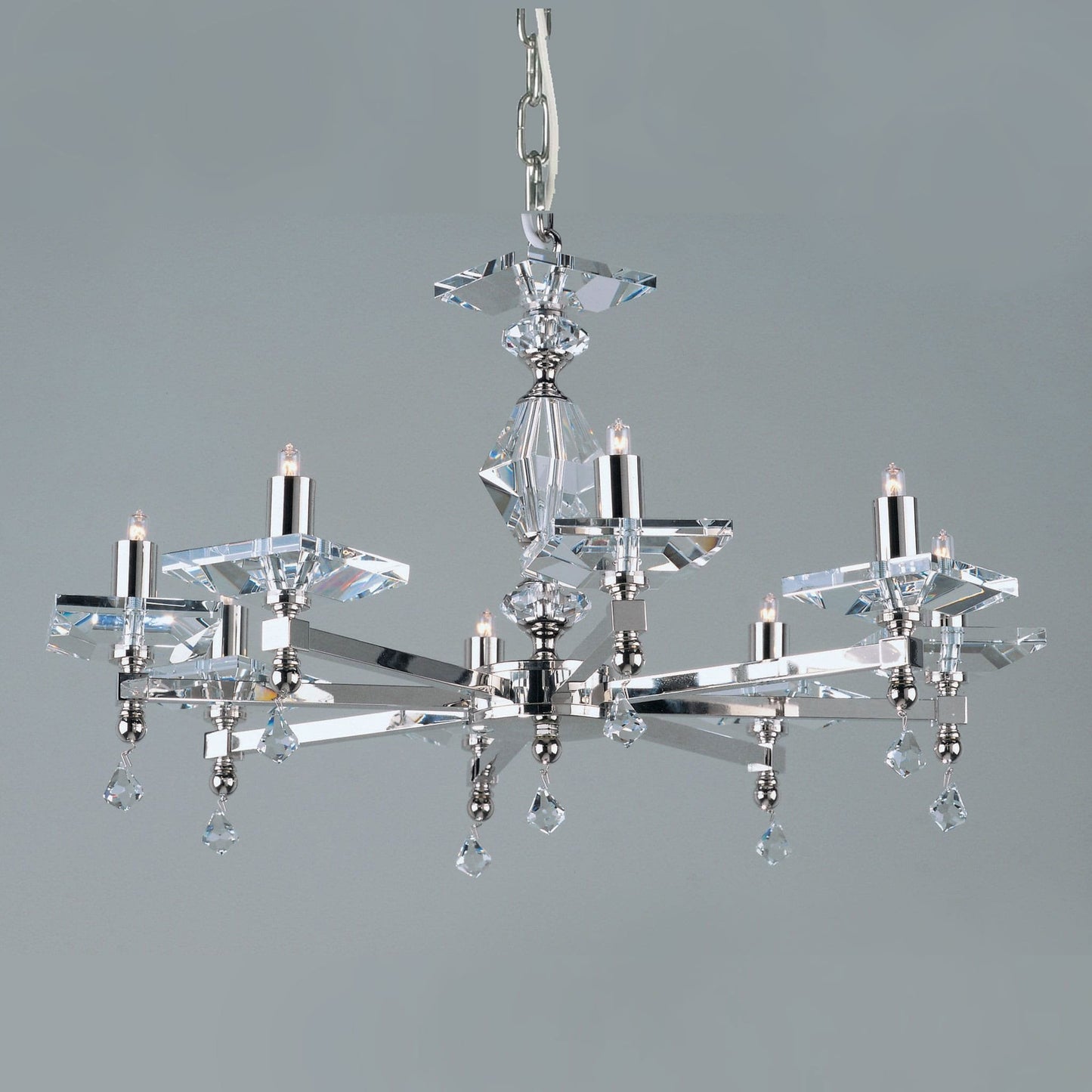 Impex Capri 8 Light Nickel Optical Glass Chandelier STH04054/08/N