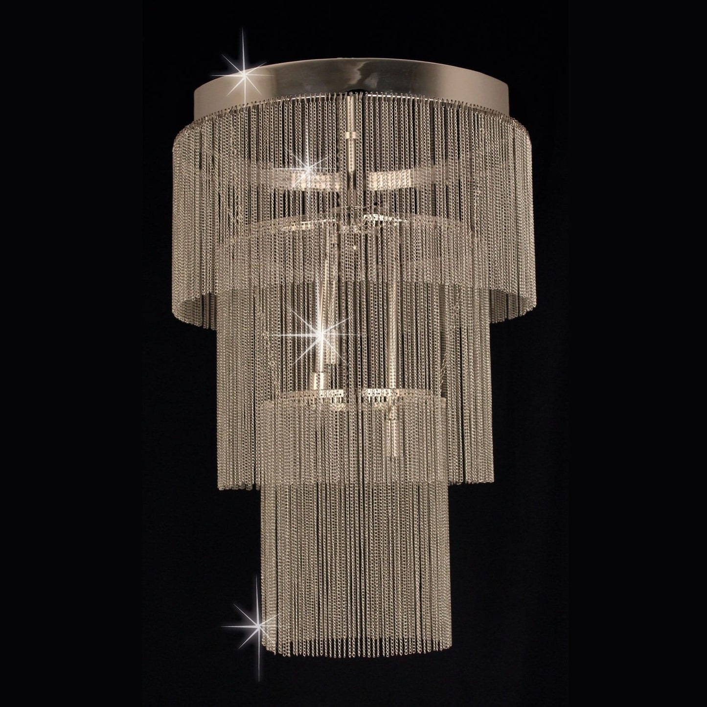 Impex Chain Art 6 Light Metal Chrome Silver Chandelier STH401142/06/CH