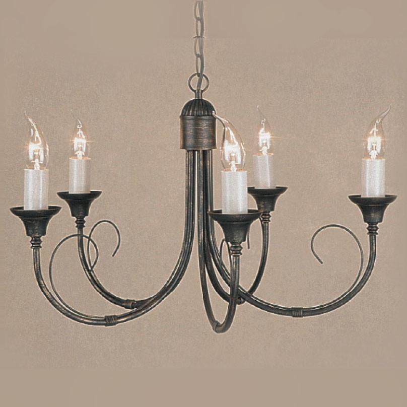 Impex Classica 5 Light Black Gold Candle Chandelier SMRR00115/BLKG