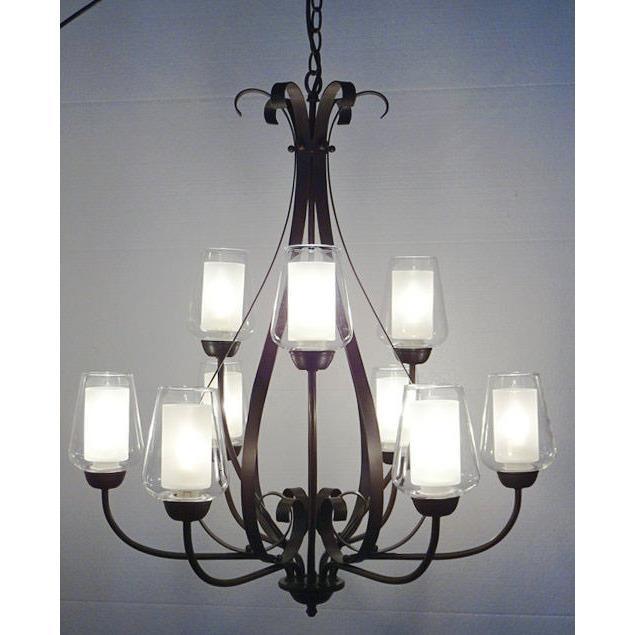 Impex Devan 9 Light Dark Bronze Glass Shade Chandelier Night PG412172/09/DBRZ