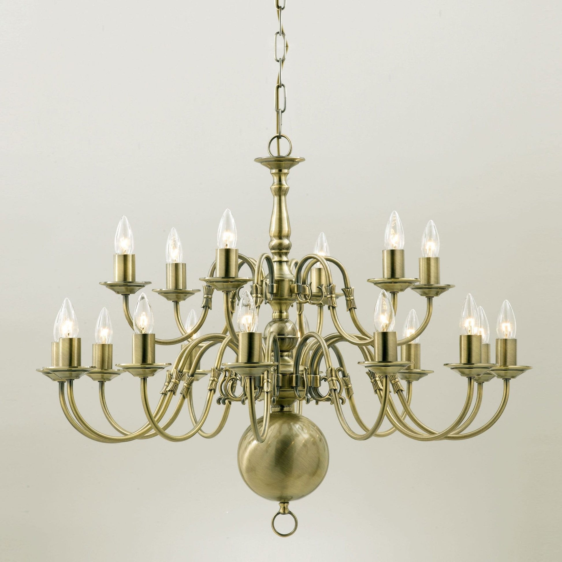 Impex Flemish 18 Light Gold Polished Brass Chandelier BF00350/12+6/PB