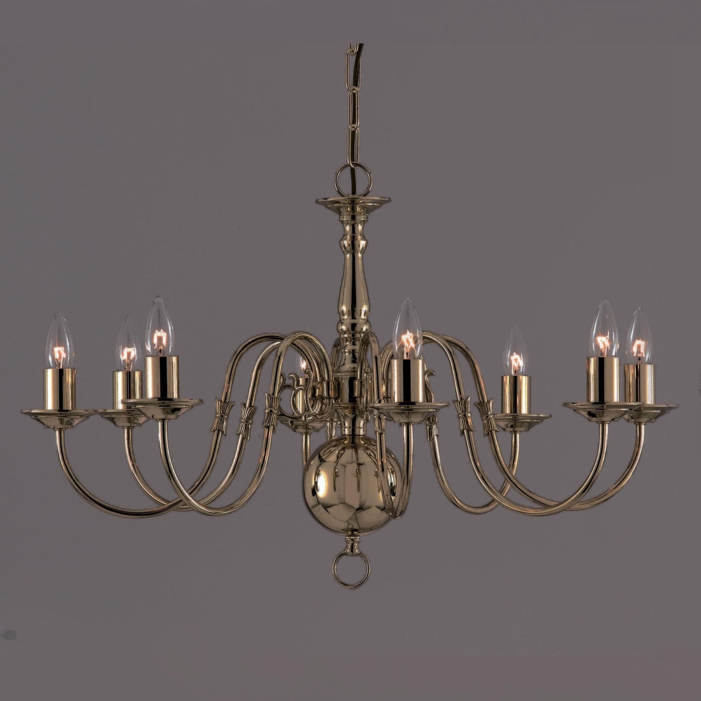 Impex Flemish 8 Light Candle Antique Brass Chandelier BF00350/08/AB