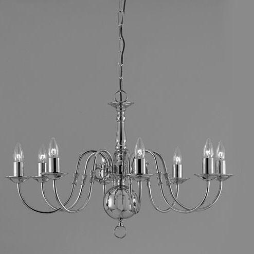 Impex Flemish 8 Light Metal Candle Chandelier in Pewter BF00350/08/PW