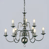 Impex Flemish 9 Light Metal Candle Chandelier in Pewter BF00350/6+3/PW