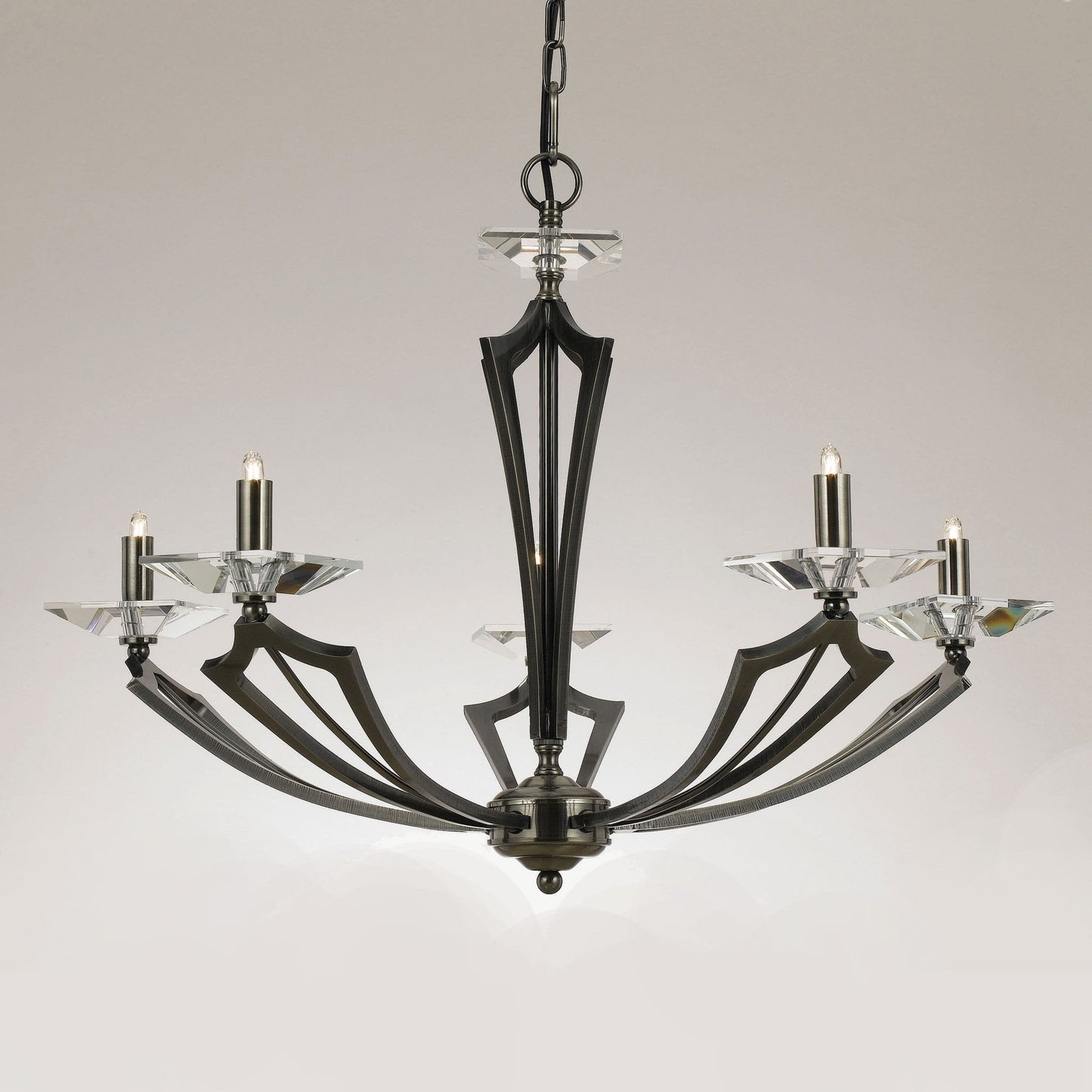 Impex Genoa 5 Light Art Deco Gunmetal Candle Chandelier STH912141/05/GM