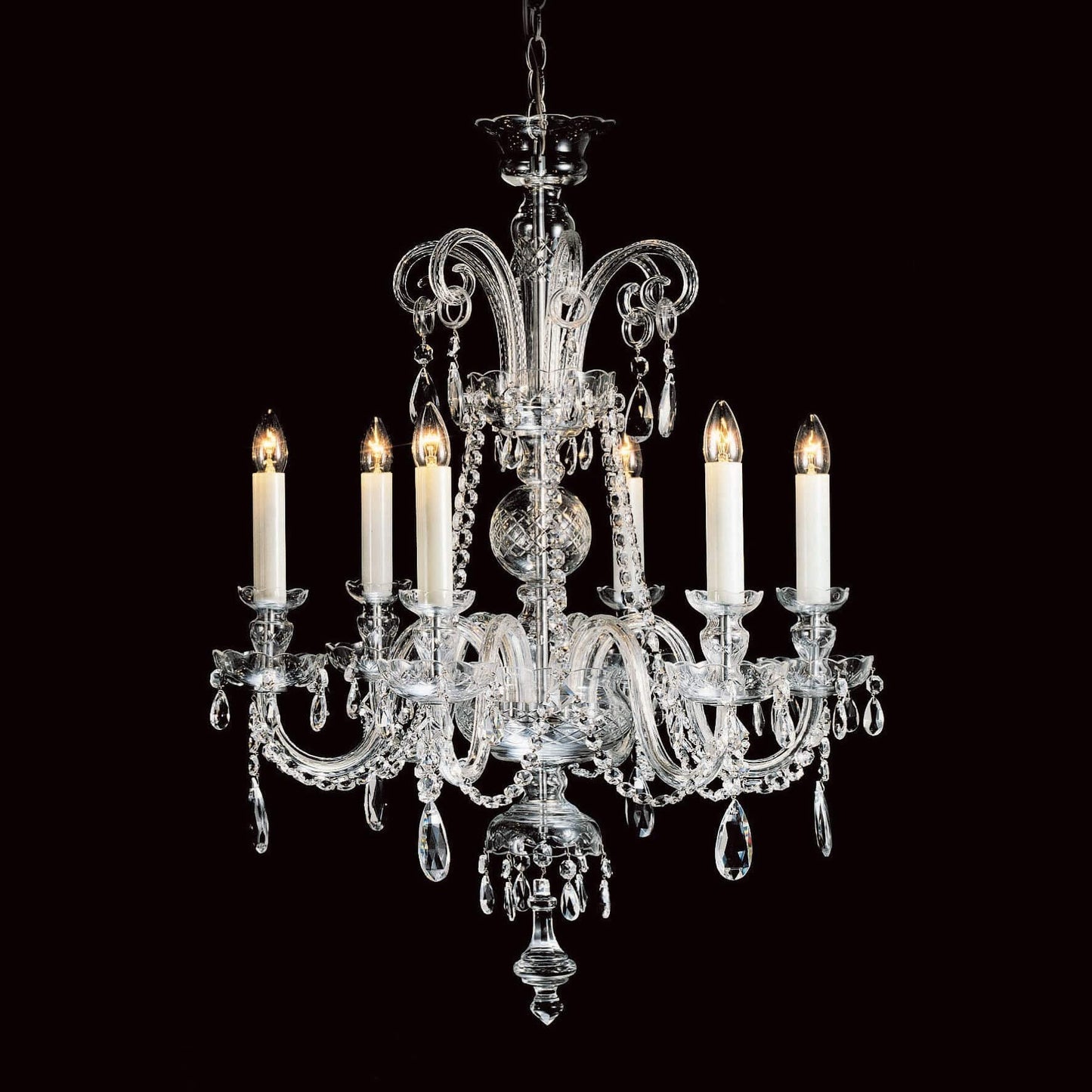 Impex Liberec 6 Light Georgian Lead Crystal Chandelier CB125247/06