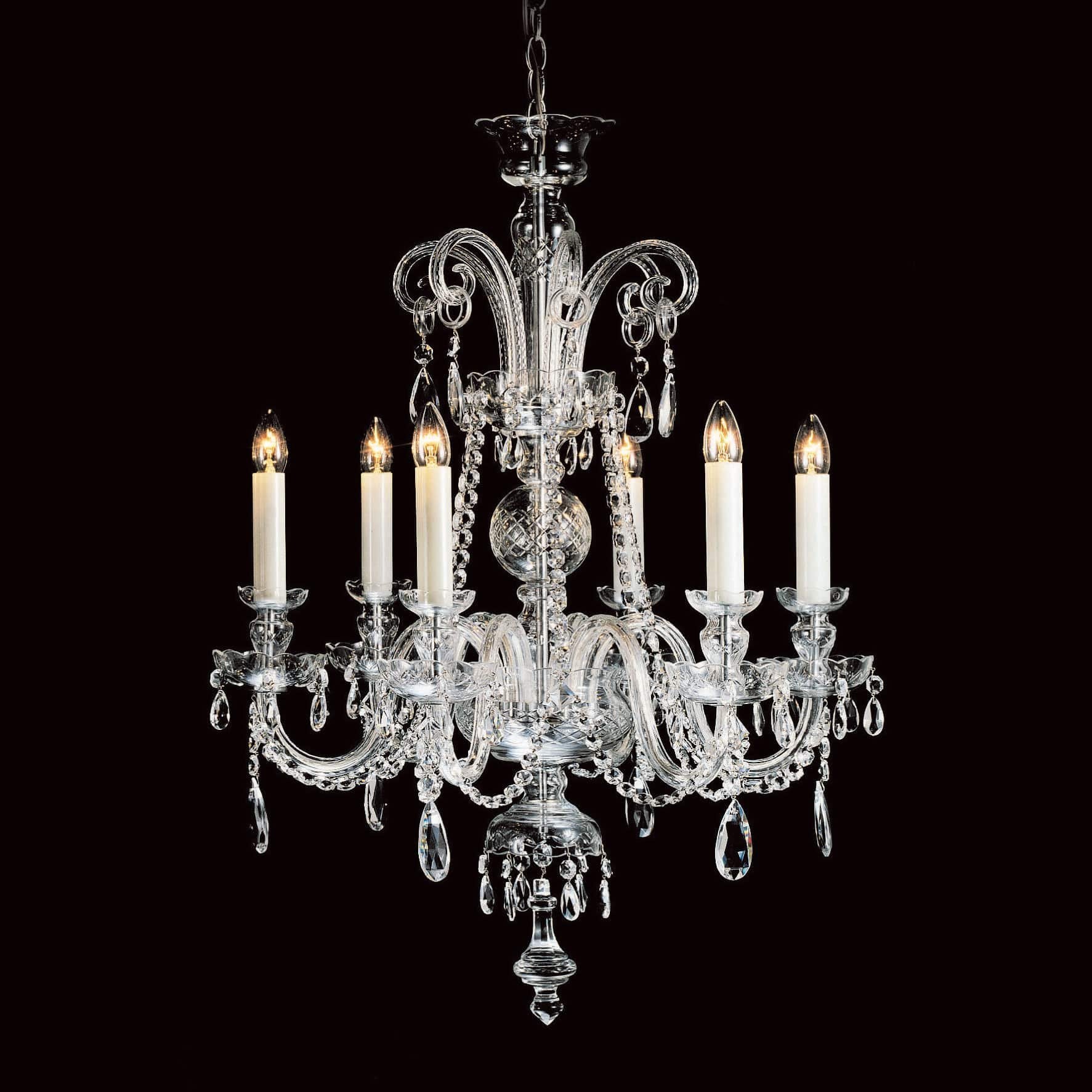 Impex Liberec 6 Light Georgian Lead Crystal Chandelier CB125247/06