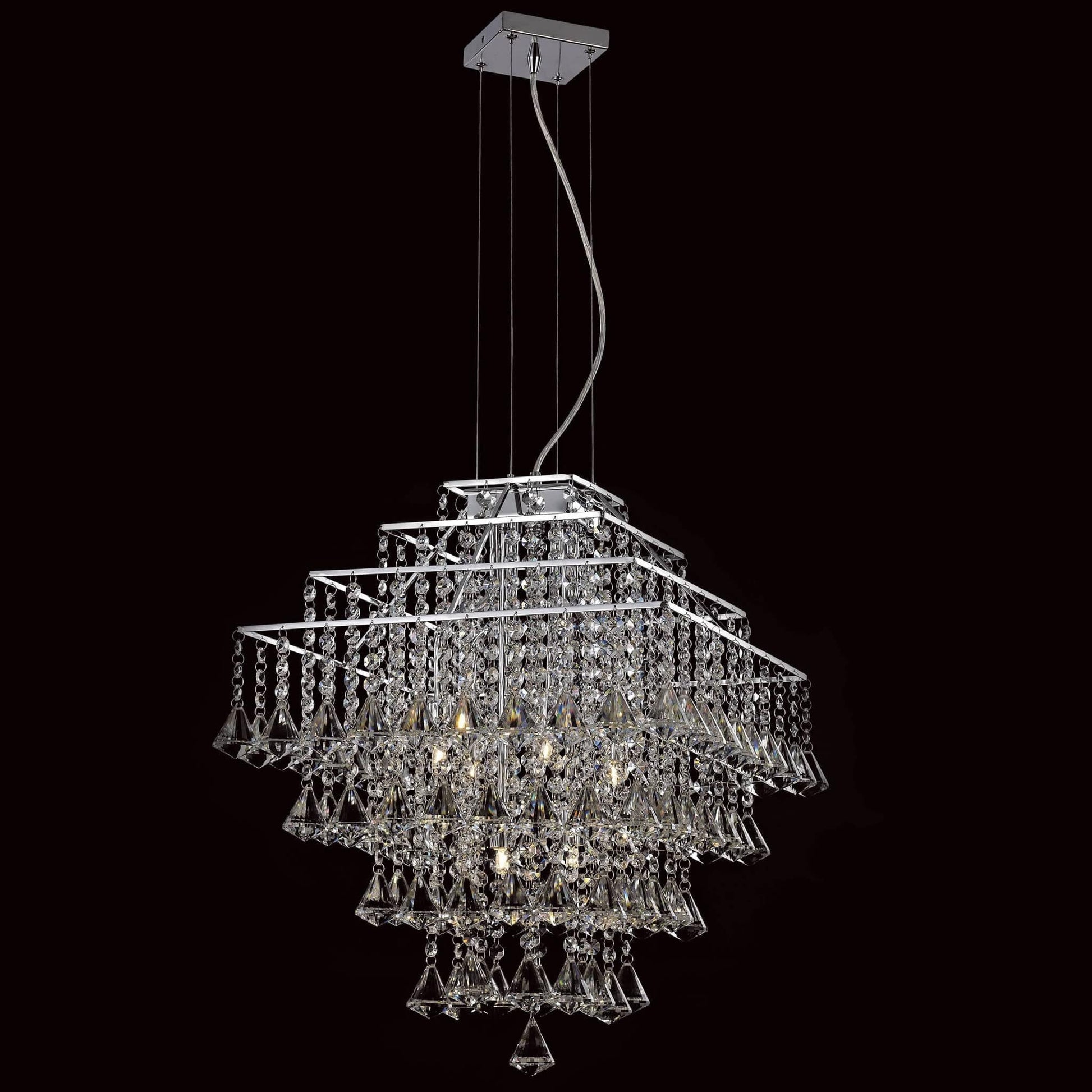 Impex Parma Square 10 Light Chrome Crystal Chandelier CFH301171/10/CH