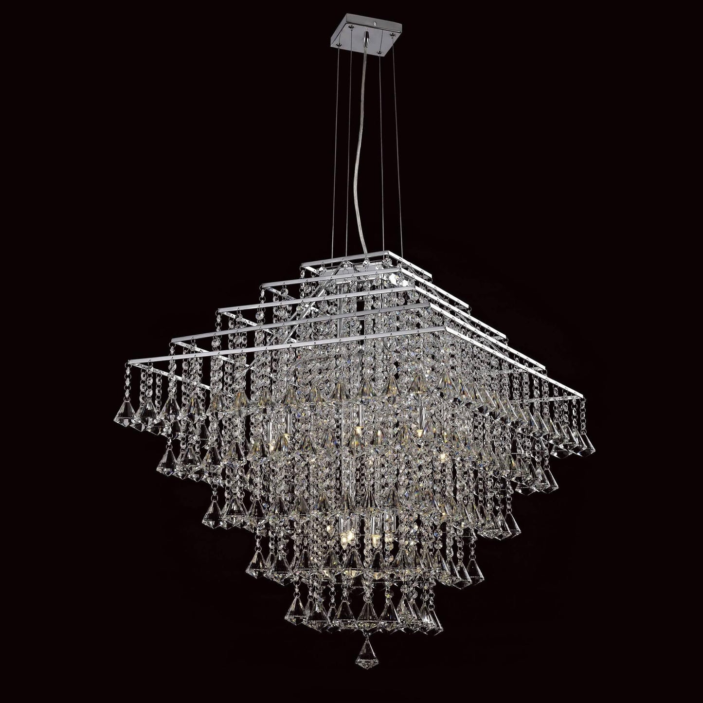 Impex Parma Square 12 Light Chrome Crystal Chandelier CFH301171/12/CH