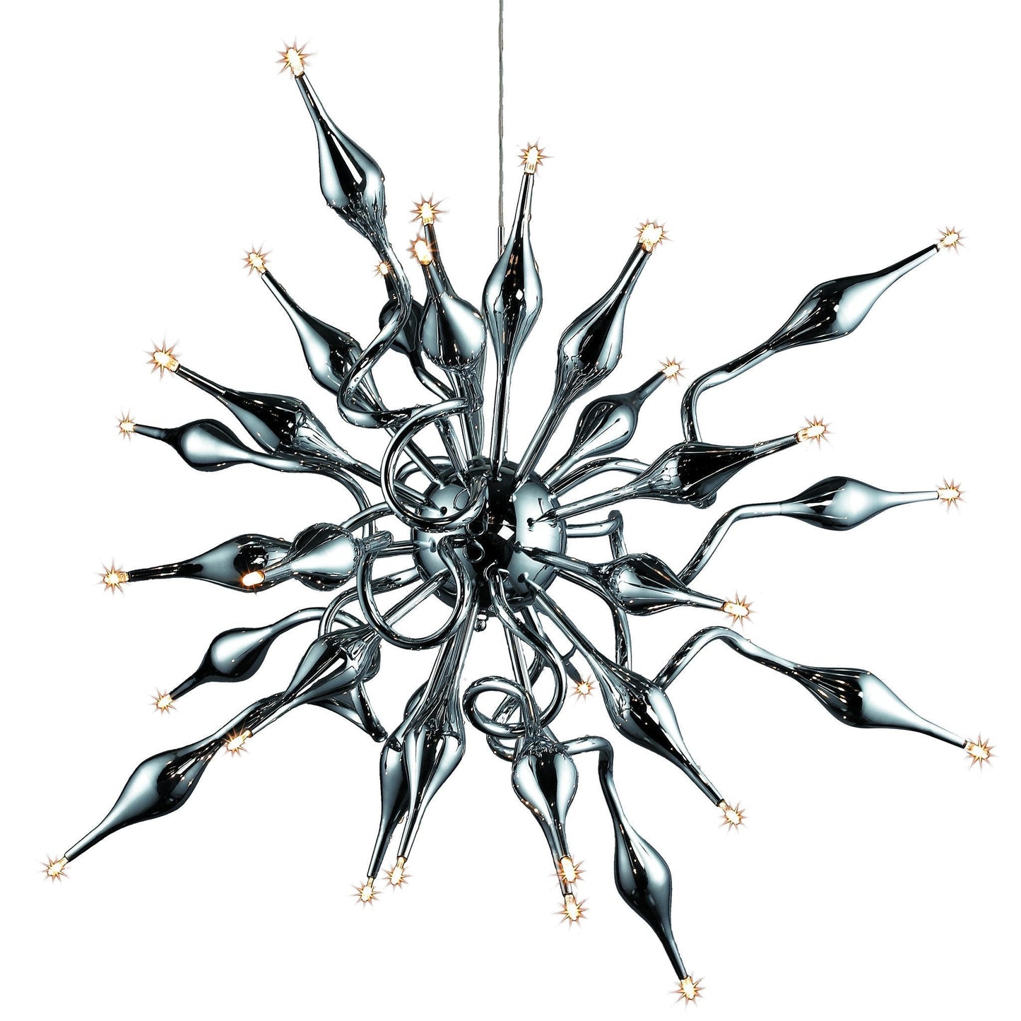 Azzardo Pipes 30 Light Chrome Metal Sputnik Chandelier