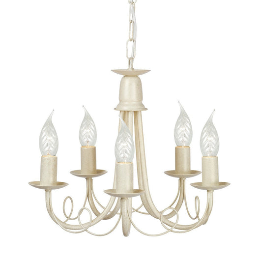Elstead Minster 5 Light Ivory/Gold Chandelier MN5 IV/GOLD