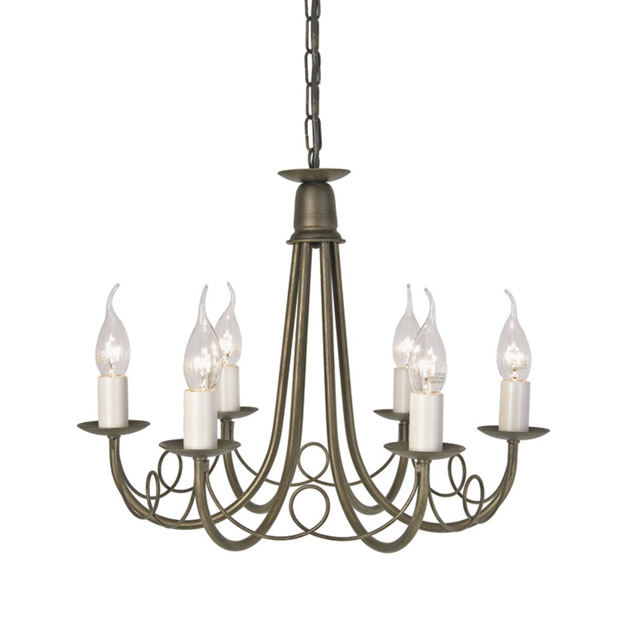Elstead Minster 6 Light Ivory/Gold Chandelier MN6 IV/GOLD