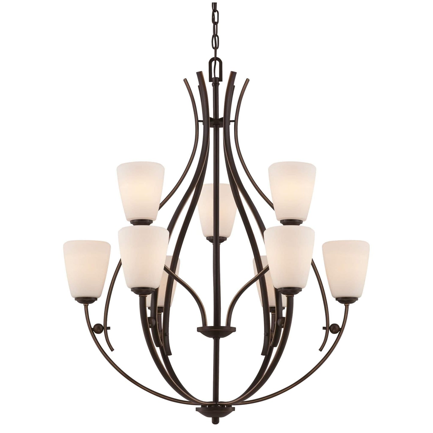 Quoizel Chantilly 9 Light Bronze Opal Glass Chandelier QZ/CHANTILLY9
