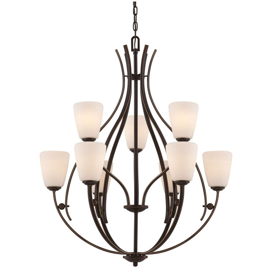 Quoizel Chantilly 9 Light Bronze Opal Glass Chandelier QZ/CHANTILLY9