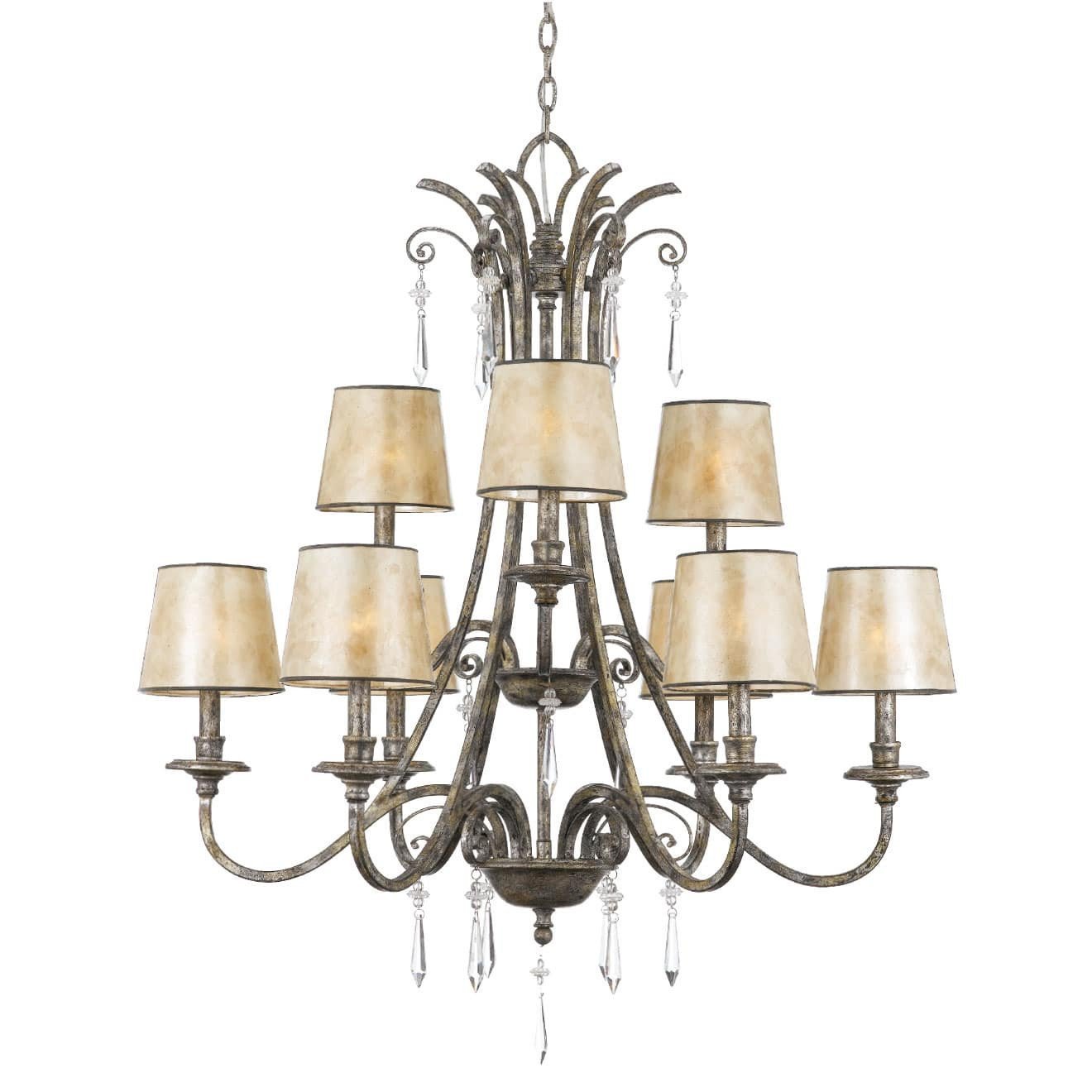 Quoizel Kendra 9 Light Mottled Silver Shade Chandelier QZ/KENDRA9