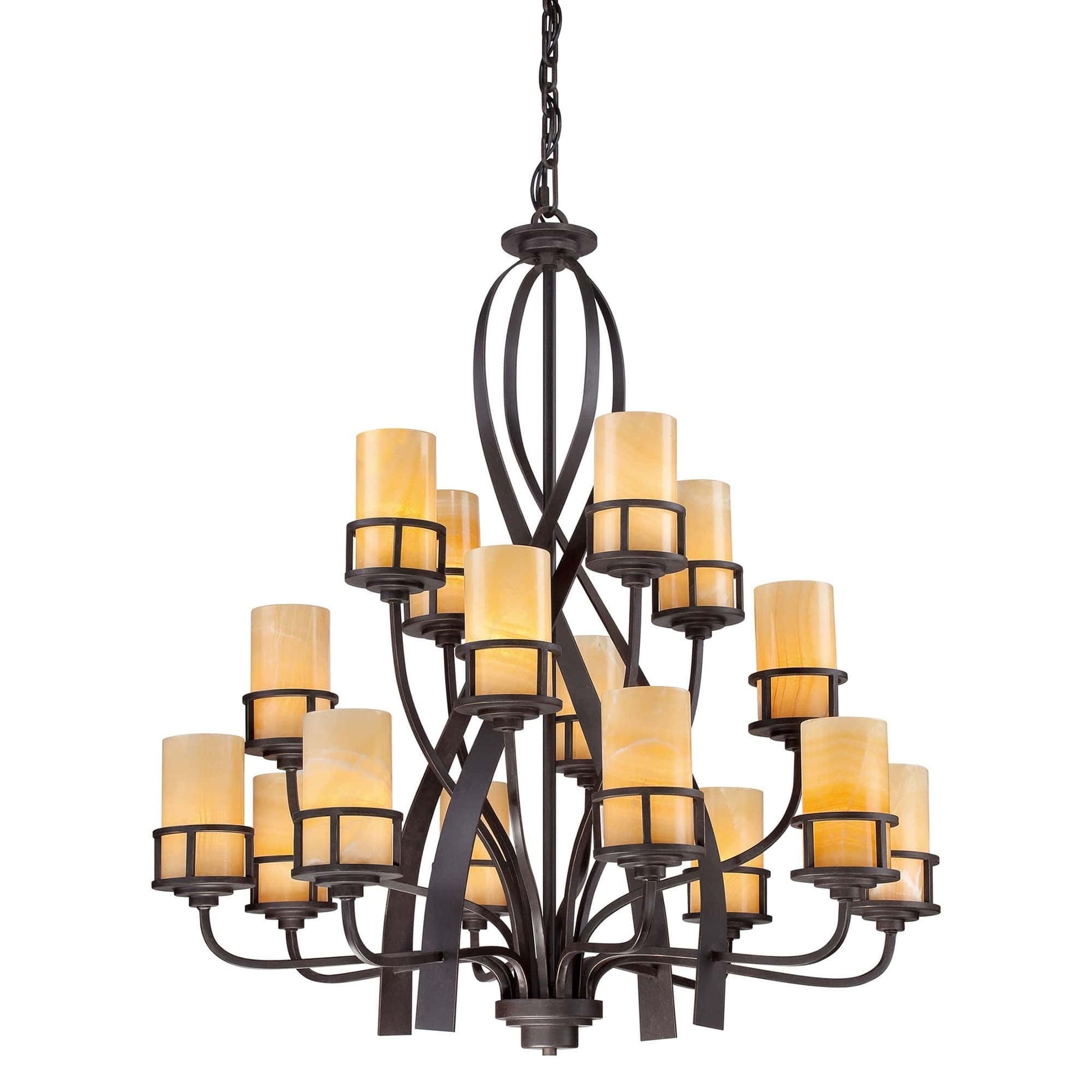 Quoizel Kyle 16 Light Bronze Onyx Shades Chandelier QZ/KYLE16