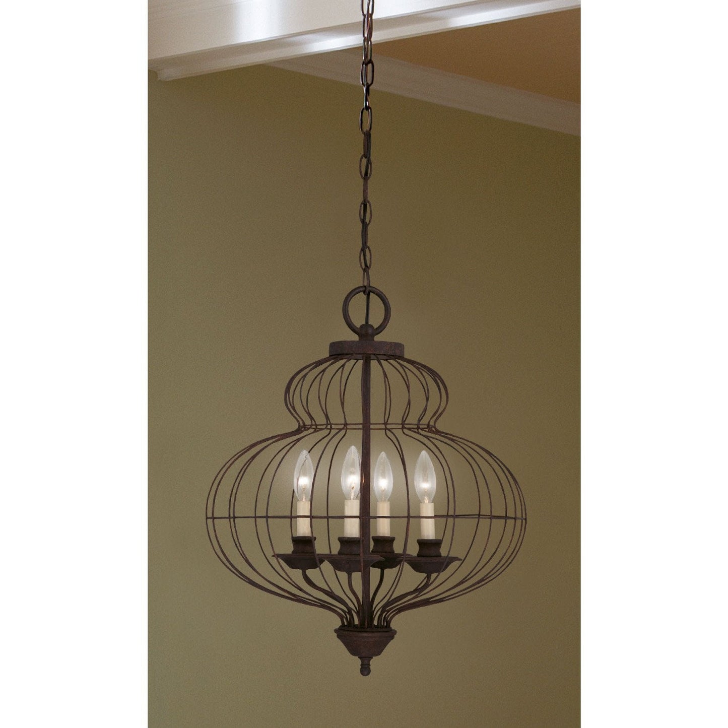 Quoizel Laila 4 Light Antique Bronze Cage Chandelier Hung QZ/LAILA4B