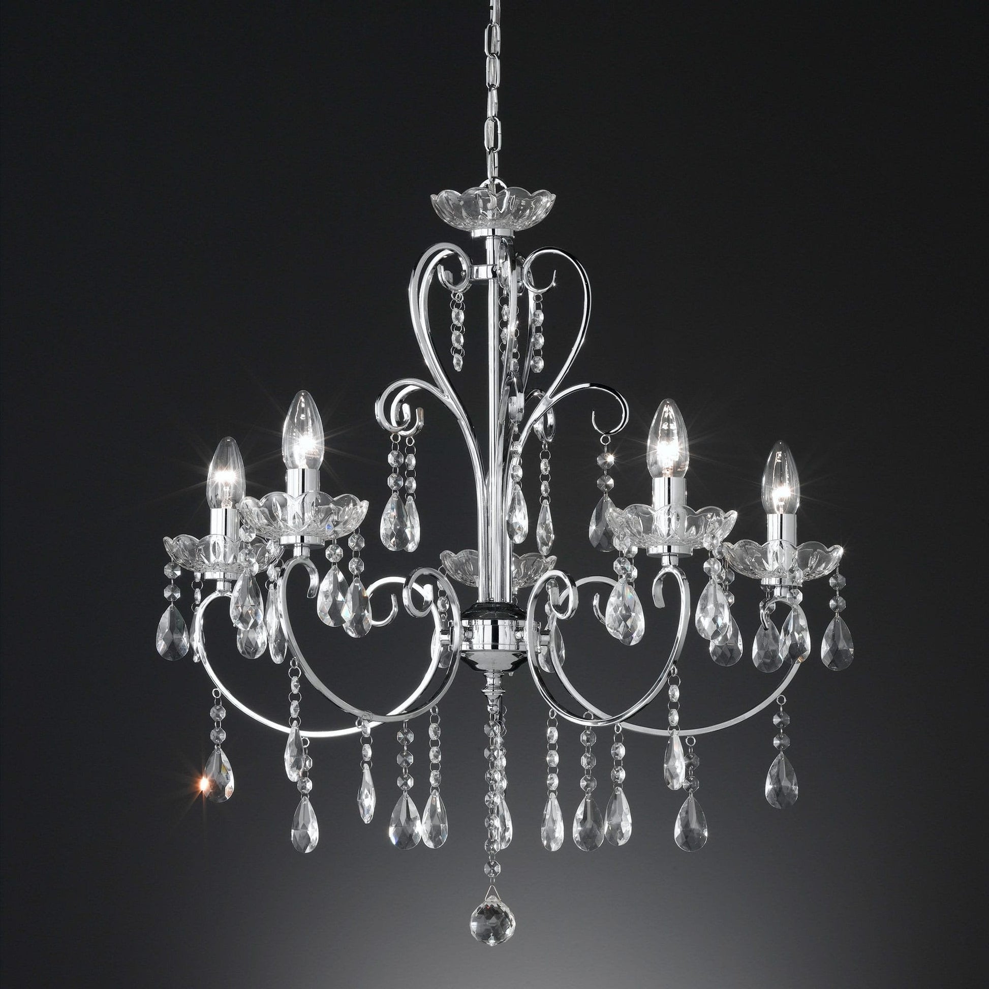 Wofi Arizona 5 Light Chrome Glass Crystal Chandelier 5225.05.01.0000