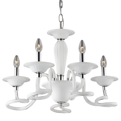 Azzardo Bolton 5 Light White Candle Style Chandelier