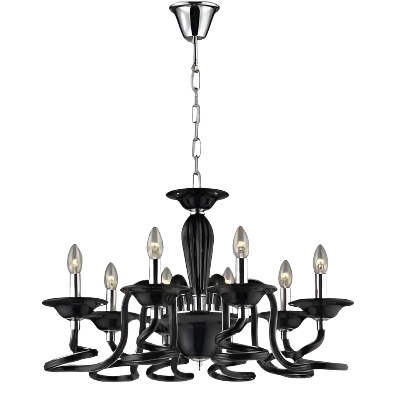 Azzardo Bolton 8 Light Black Candle Style Chandelier