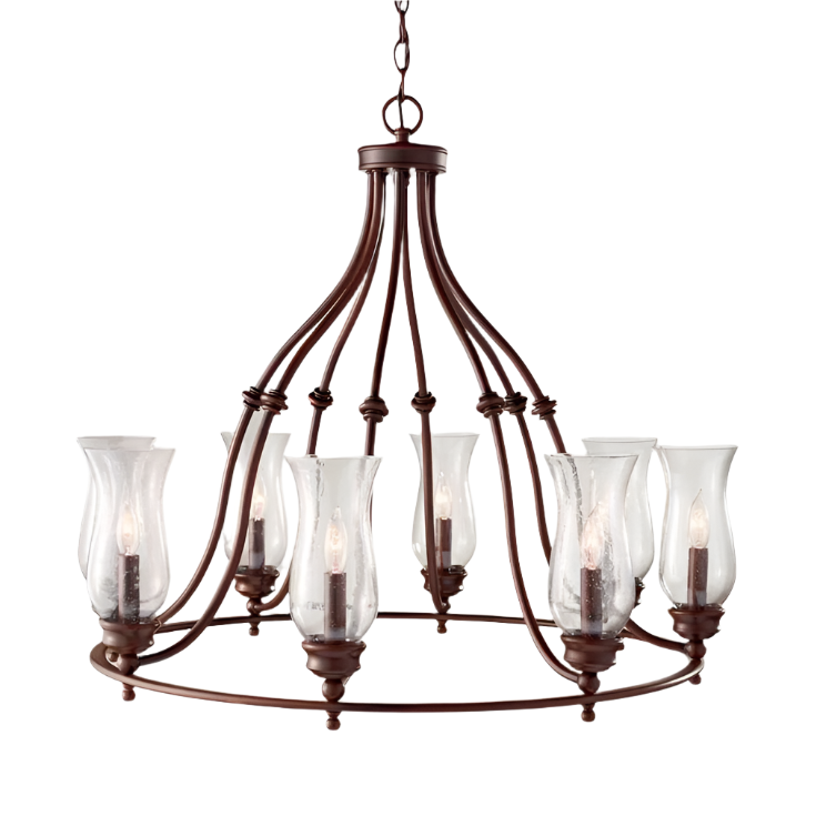 Feiss Pickering Lane 8 Light Glass Bronze Chandelier