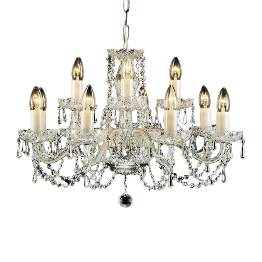 Impex Babice 8 Light Chrome Crystal Candle Chandelier