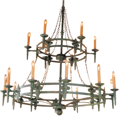 Impex Baronial 18 Light Iron Chandelier in Matt Black