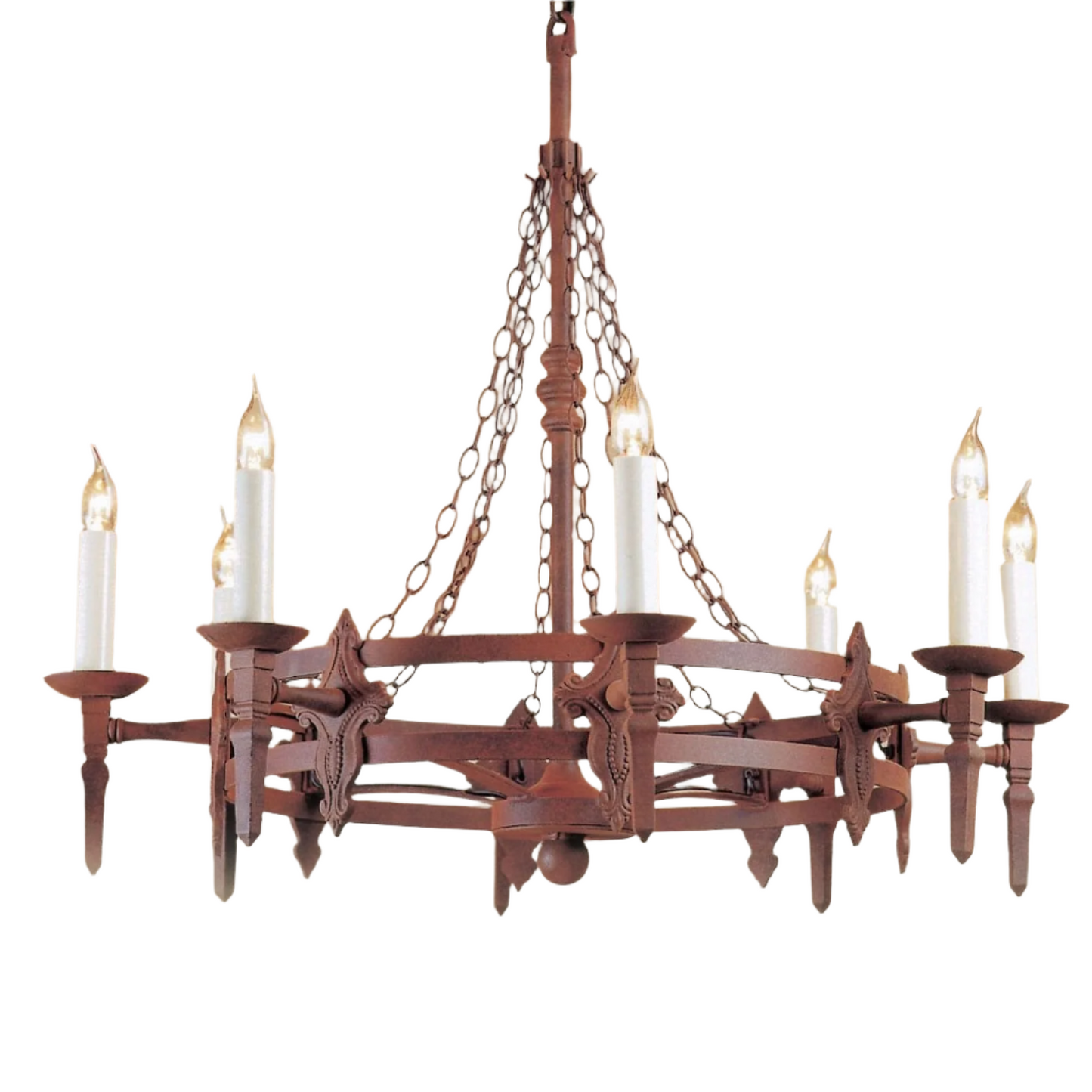 Impex Baronial 8 Light Iron Chandelier in Aged Metal