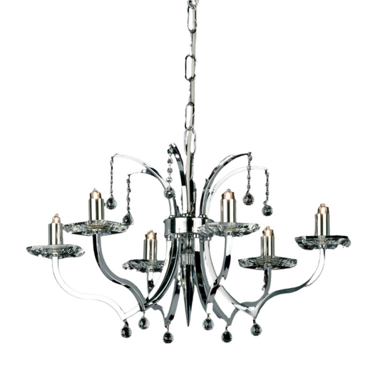 Impex Bayonne 6 Light Starlite Nickel Candle Chandelier