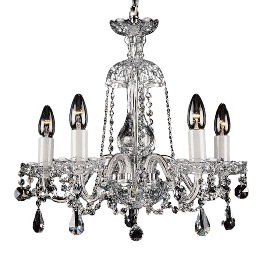 Impex Bela 5 Light Crystal Bohemian Candle Chandelier