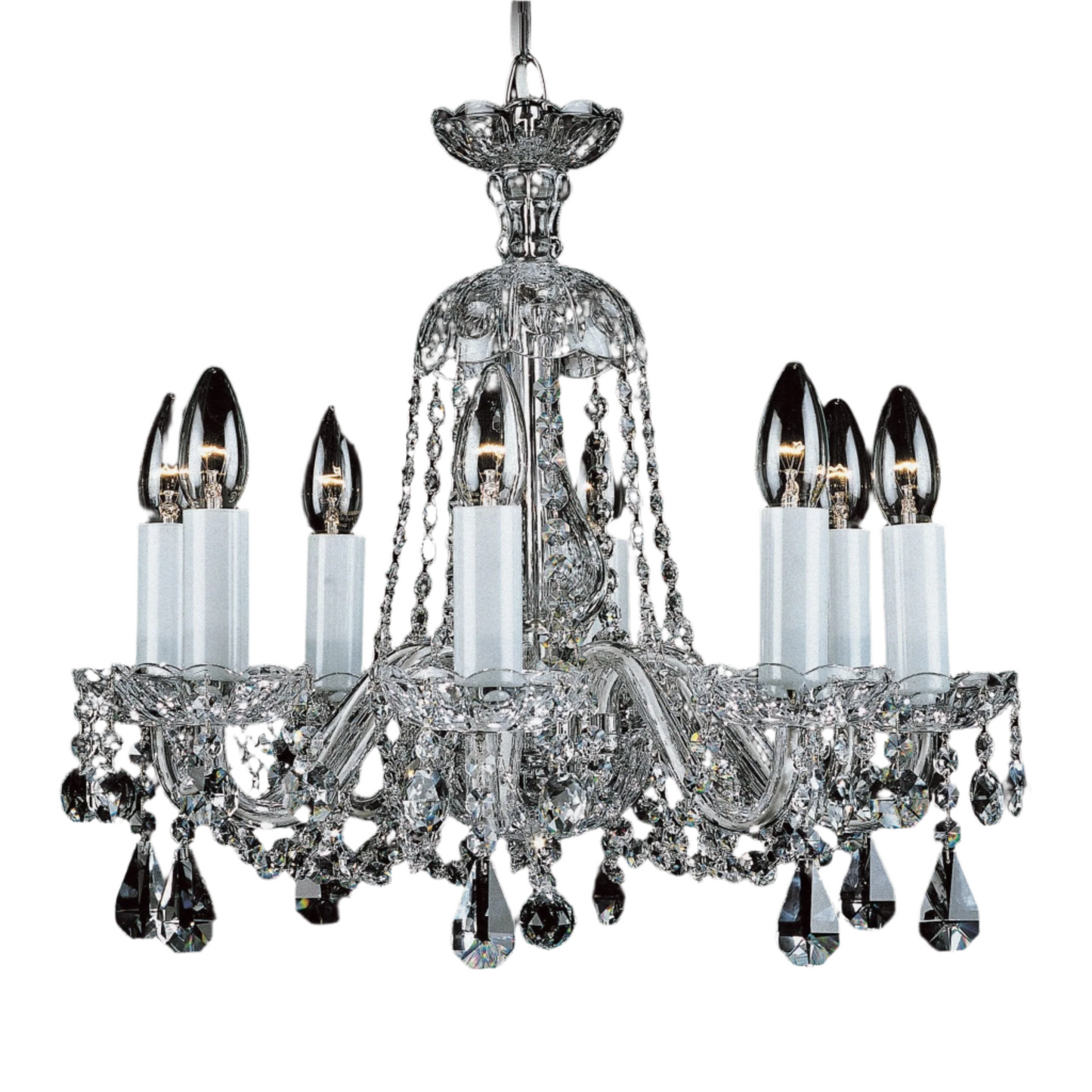 Impex Bela 8 Light Crystal Bohemian Candle Chandelier