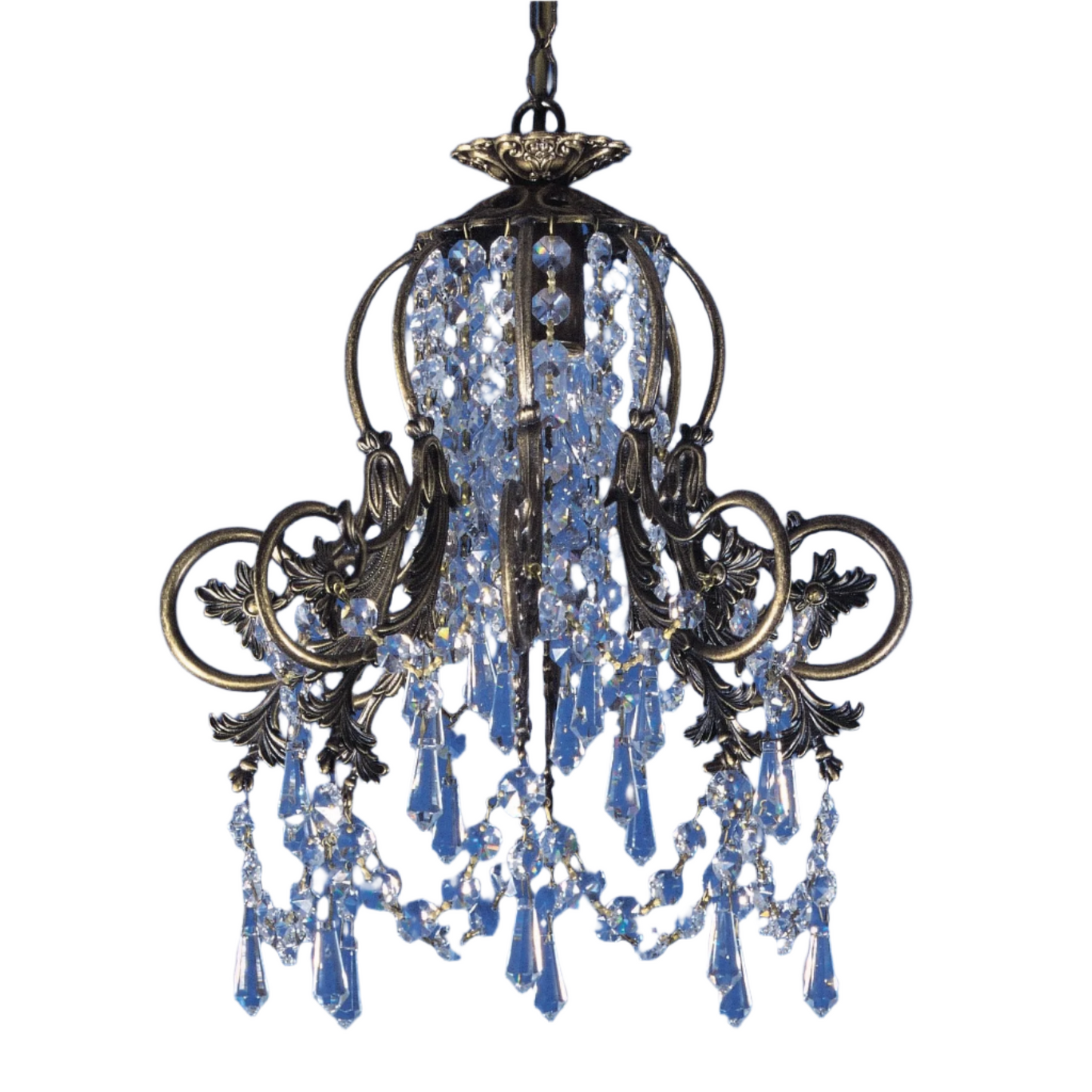 Impex Bell 1 Light Brass Strass Lead Crystal Chandelier