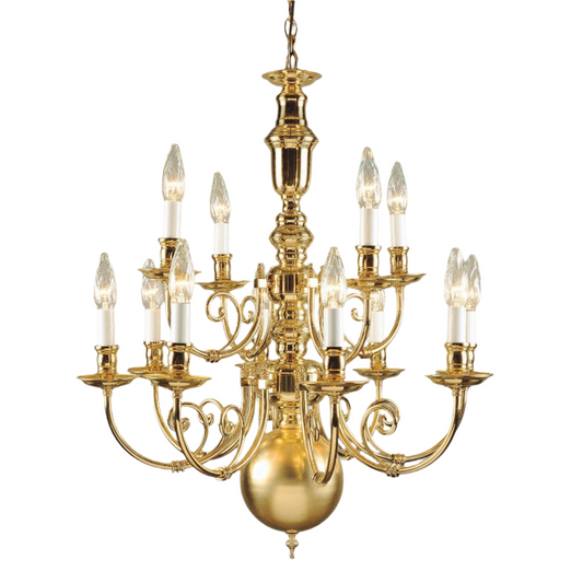 Impex Beveren 12 Light Flemish Gold Candle Chandelier