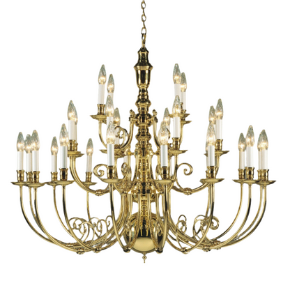 Impex Beveren 28 Light Flemish Brass Candle Chandelier