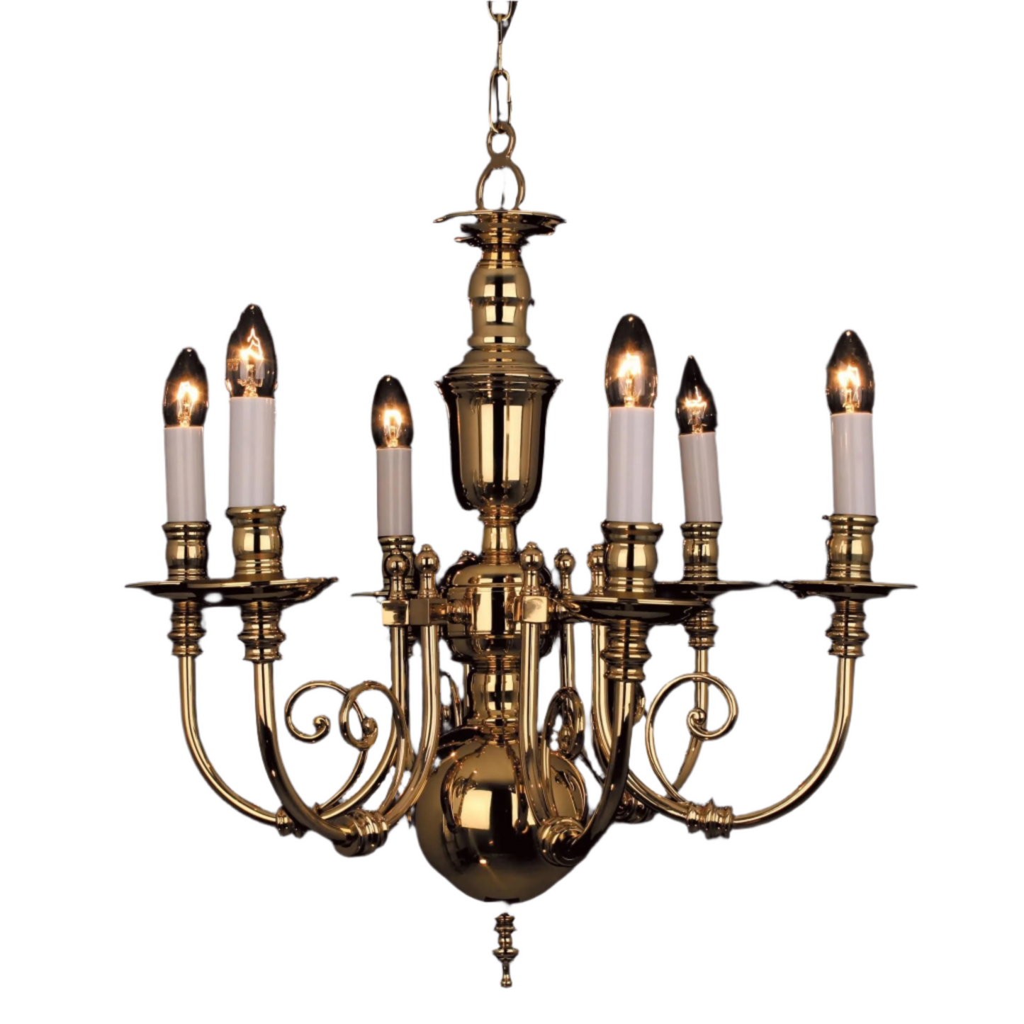 Impex Beveren 6 Light Flemish Brass Candle Chandelier