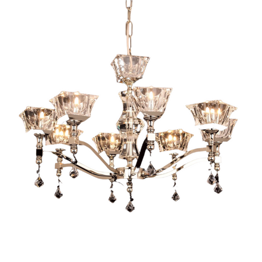 Impex Bresica 8 Light Gold Optical Glass Chandelier