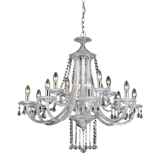 Impex Calgary 12 Light Chrome Crystal Candle Chandelier