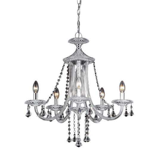 Impex Calgary 5 Light Chrome Crystal Candle Chandelier