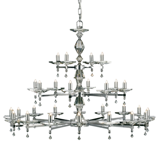 Impex Capri 28 Light Nickel Optical Glass Chandelier