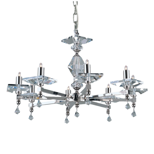 Impex Capri 8 Light Nickel Optical Glass Chandelier