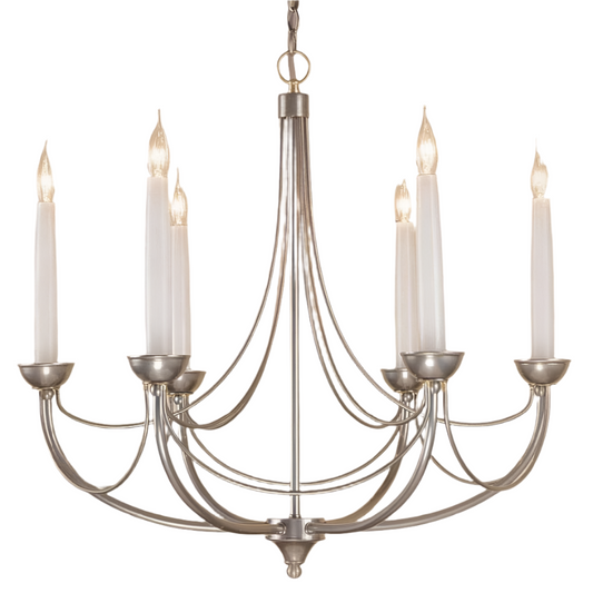 Impex Cirrus 6 Light Silver Natural Candle Chandelier