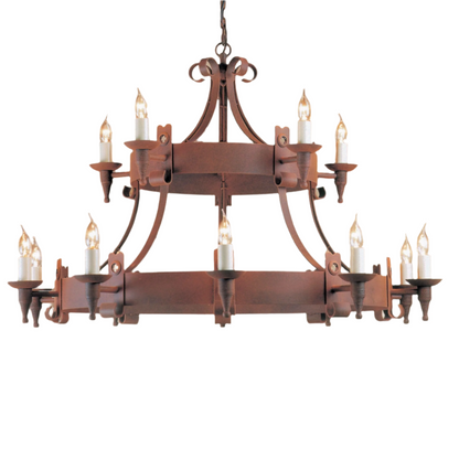 Impex Cromwell 15 Light Aged Metal Candle Chandelier