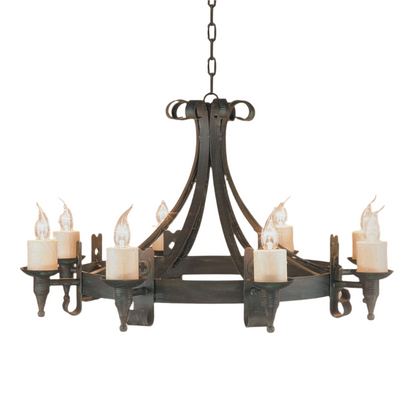 Impex Cromwell 8 Light Matt Black Candle Chandelier