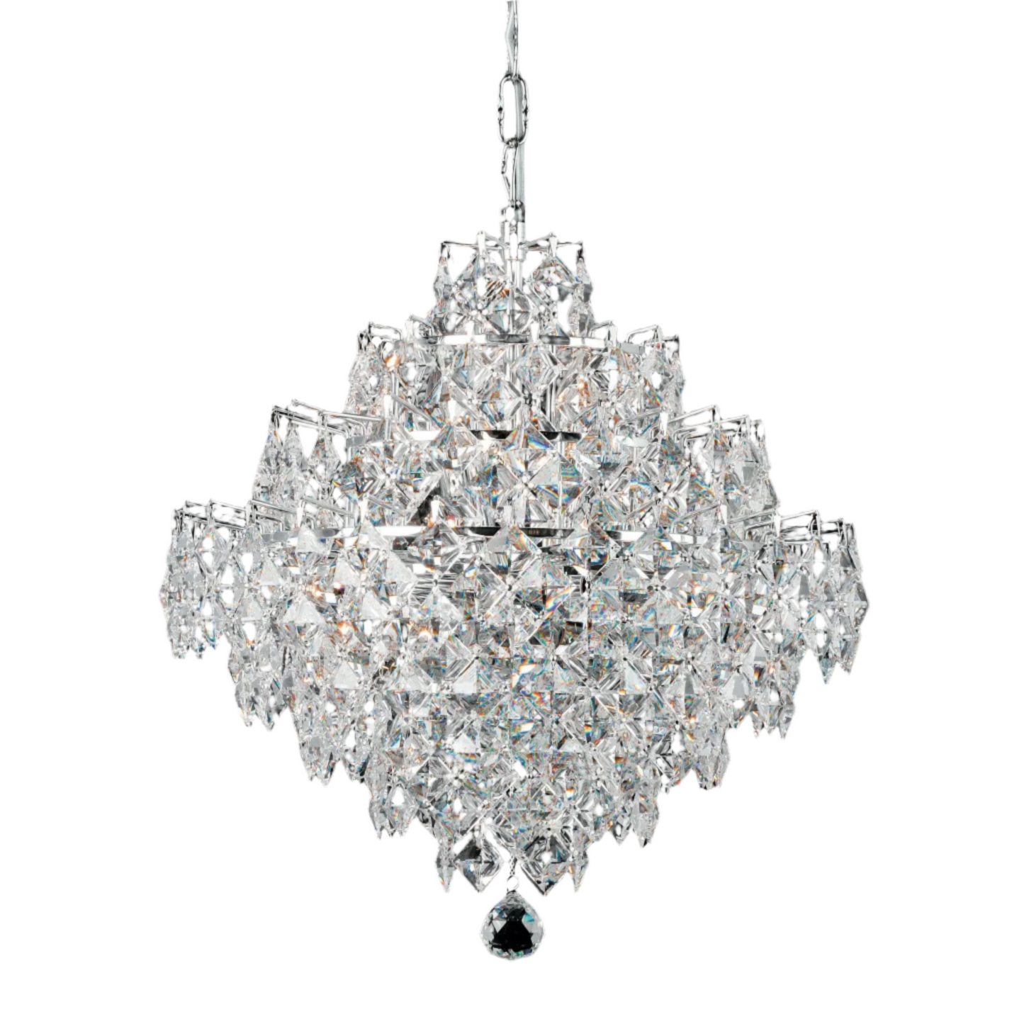 Impex Diamond 12 Light Chrome Lead Crystal Chandelier